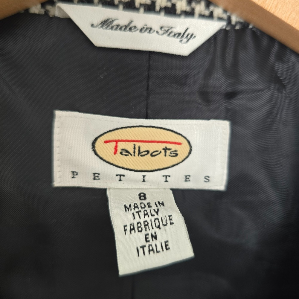 Vintage 90s Talbots Quiet Luxury Italian Wool Houndstooth Blazer Sz 8 Old Money - Picture 8 of 13